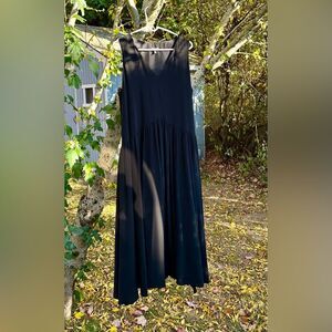 Eileen Fisher Black Silk Lined Sleeveless Maxi Dress L